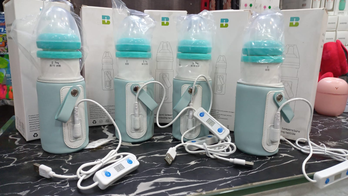 USB Baby Bottle Warmer with Adjustable Temperature & LED Display | Portable Milk Warmer Sleeve